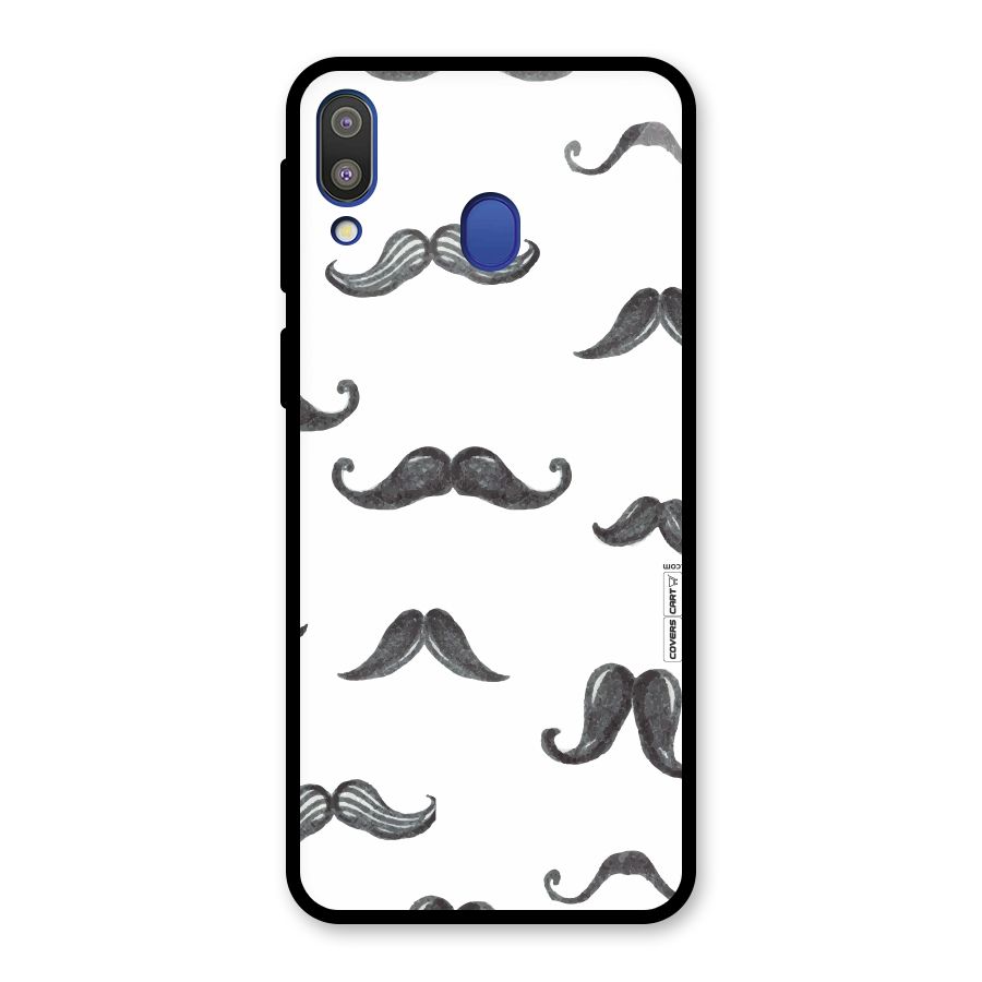 Moustache Pattern (Black) Glass Back Case for Galaxy M20