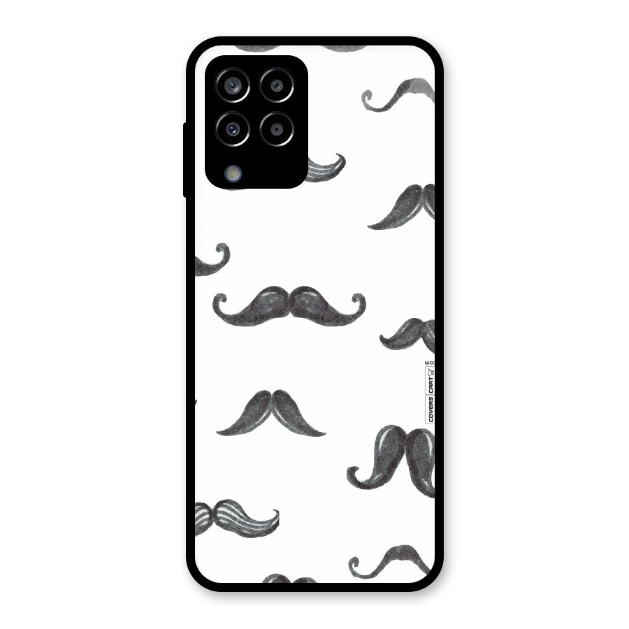 Moustache Pattern (Black) Glass Back Case for Galaxy M33