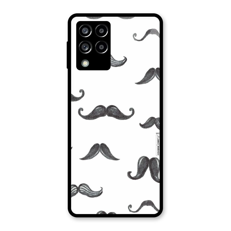 Moustache Pattern (Black) Glass Back Case for Galaxy M53 5G