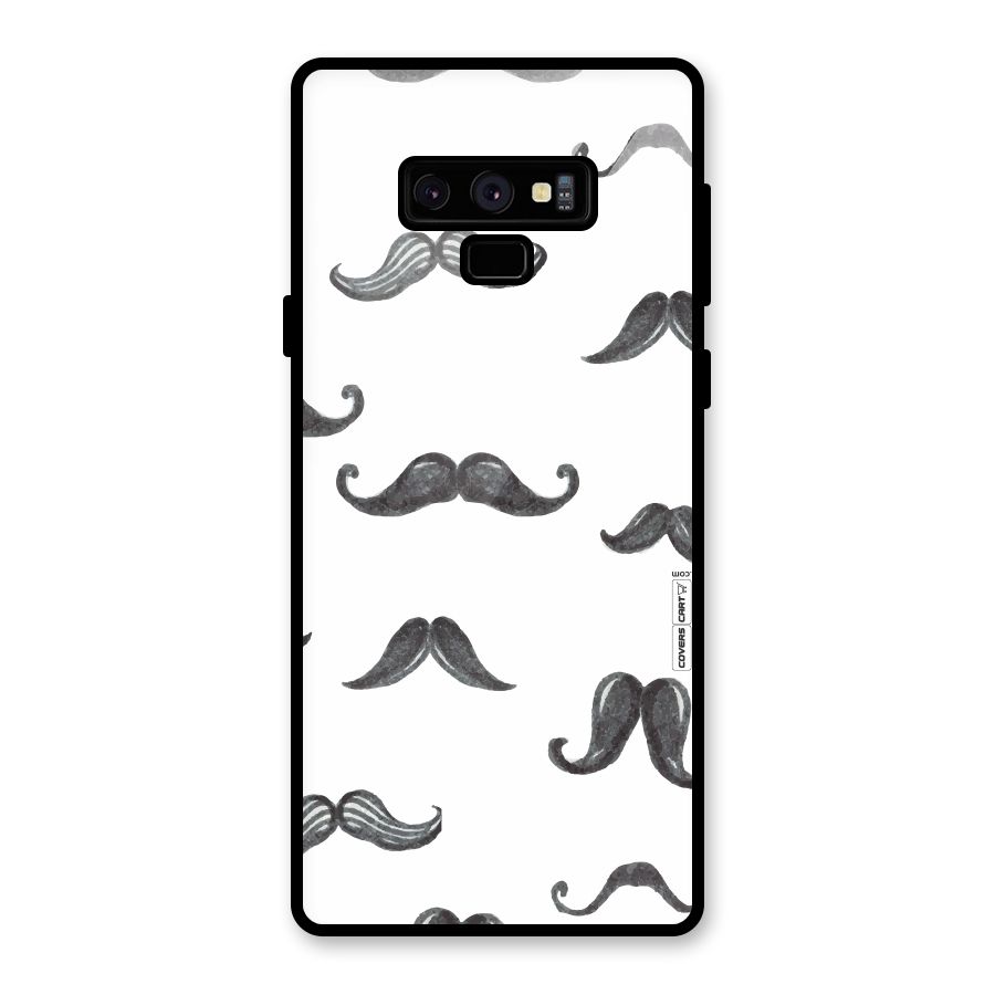 Moustache Pattern (Black) Glass Back Case for Galaxy Note 9