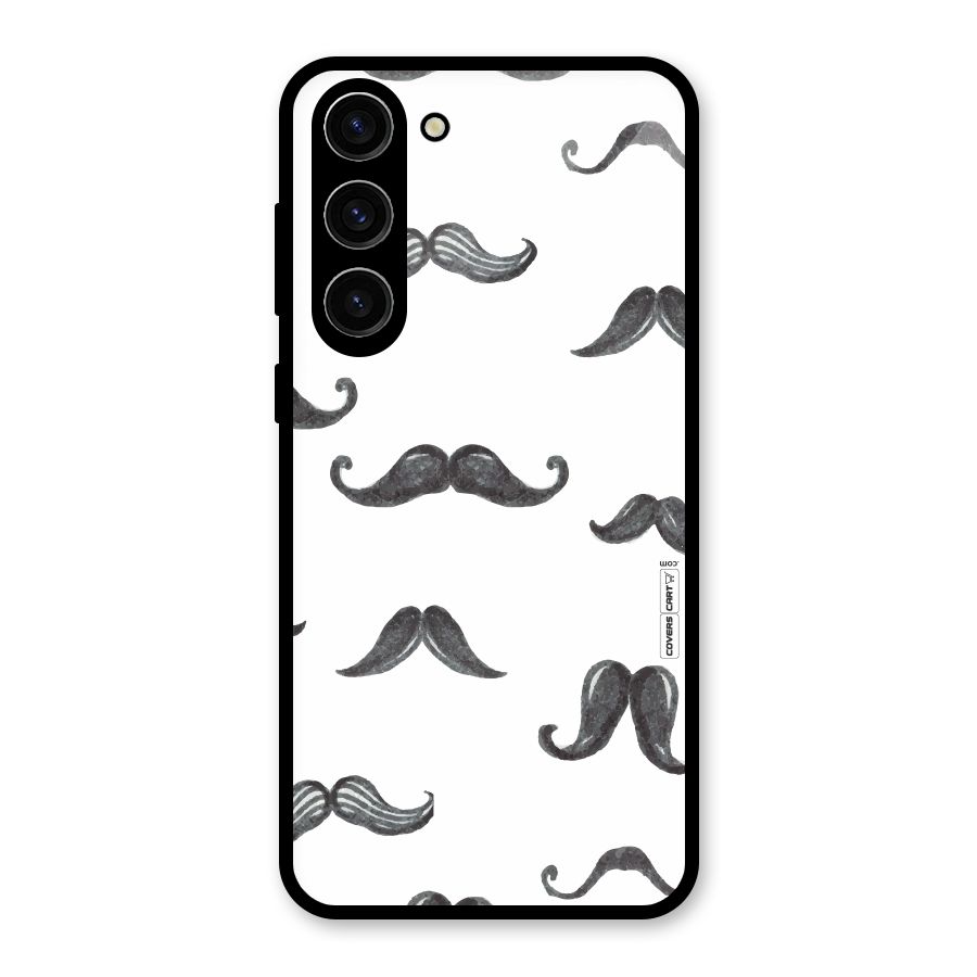 Moustache Pattern (Black) Glass Back Case for Galaxy S23 Plus