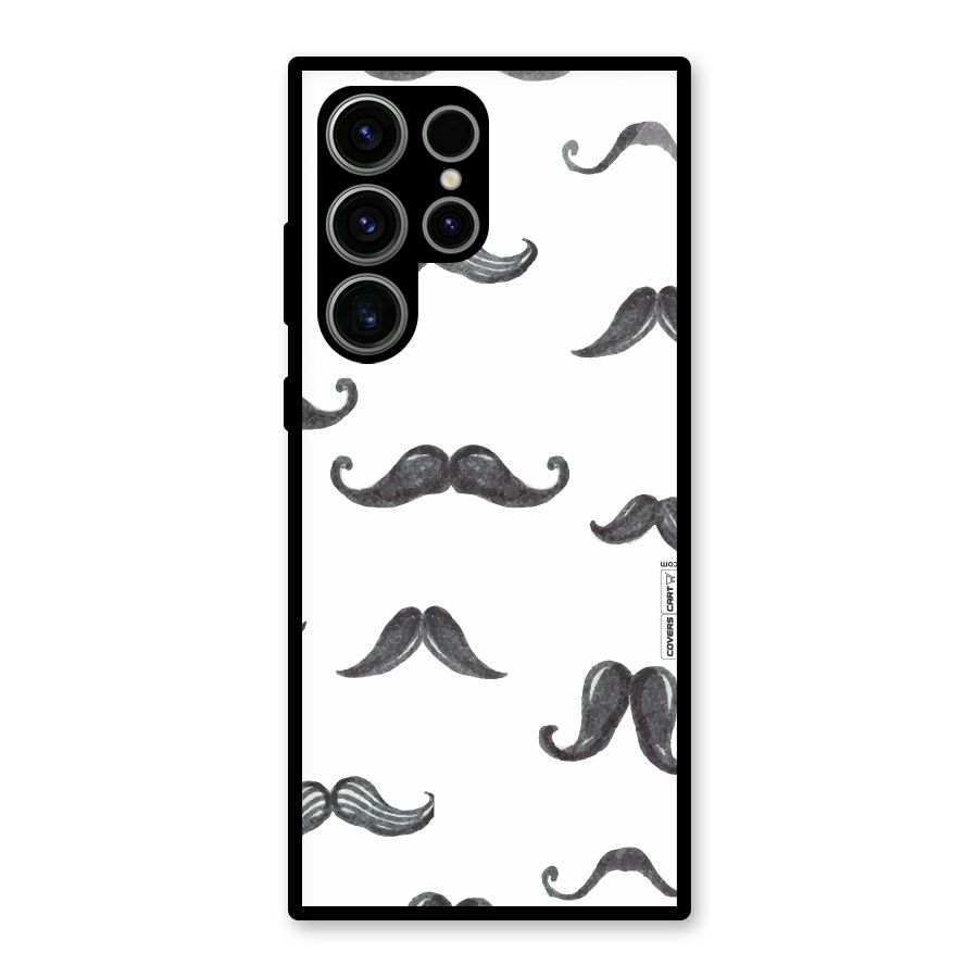 Moustache Pattern (Black) Glass Back Case for Galaxy S23 Ultra
