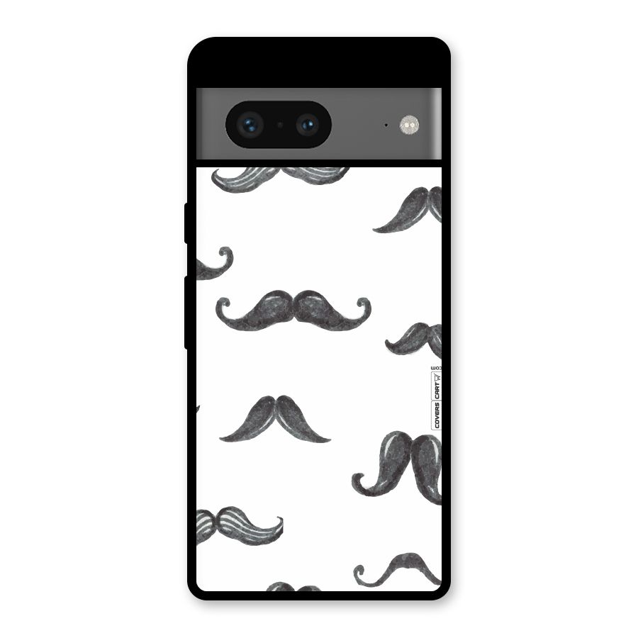 Moustache Pattern (Black) Glass Back Case for Google Pixel 7