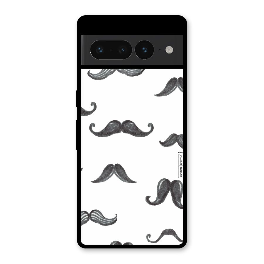 Moustache Pattern (Black) Glass Back Case for Google Pixel 7 Pro