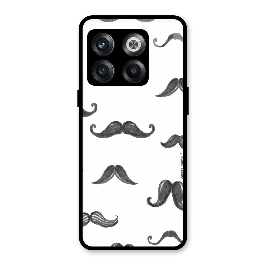 Moustache Pattern (Black) Glass Back Case for OnePlus 10T