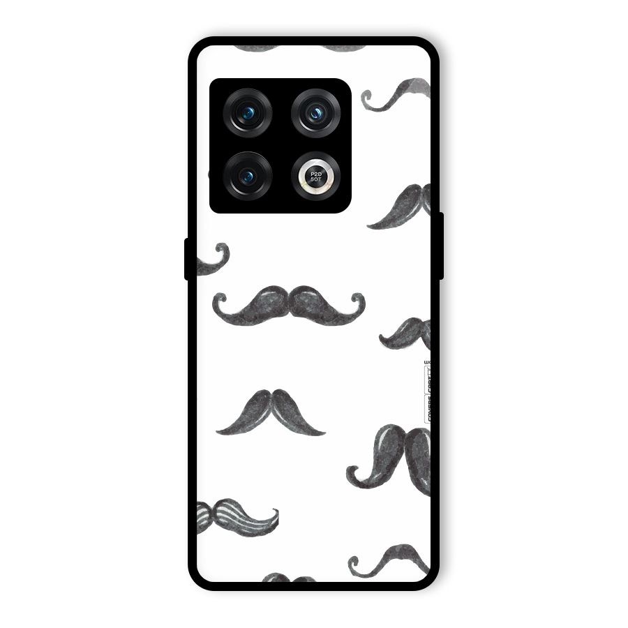 Moustache Pattern (Black) Glass Back Case for OnePlus 10 Pro 5G