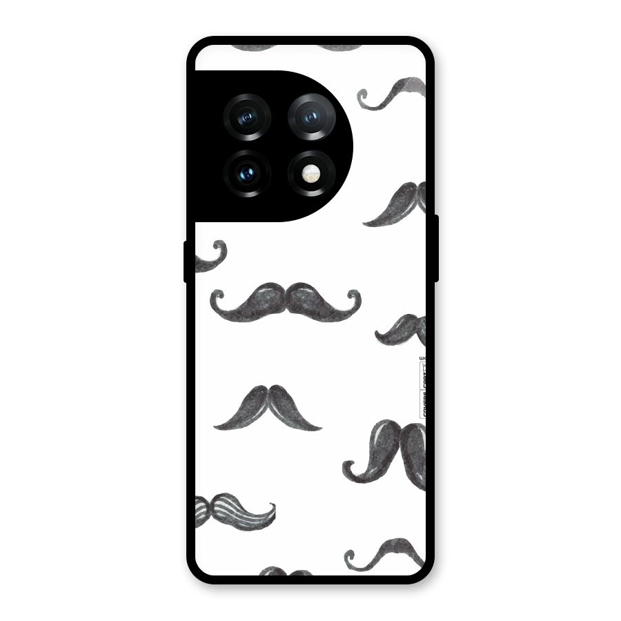 Moustache Pattern (Black) Glass Back Case for OnePlus 11