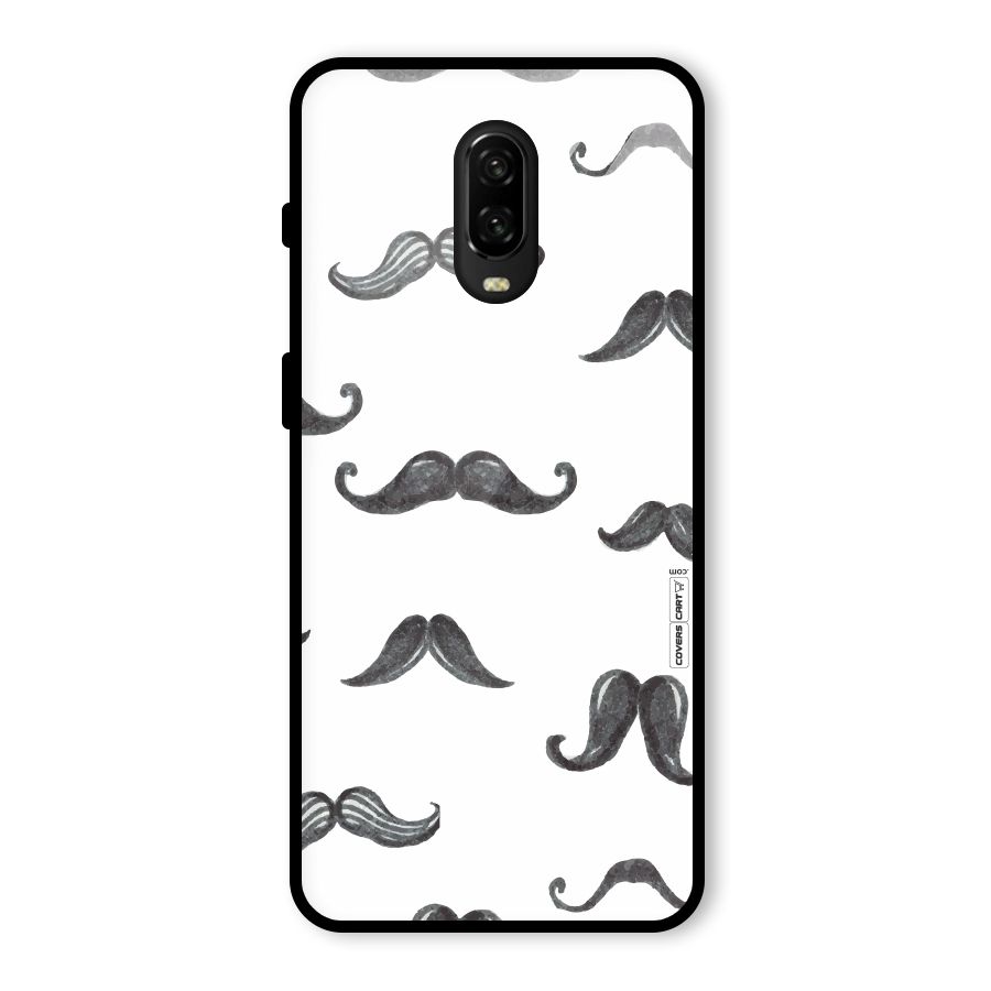 Moustache Pattern (Black) Glass Back Case for OnePlus 6T