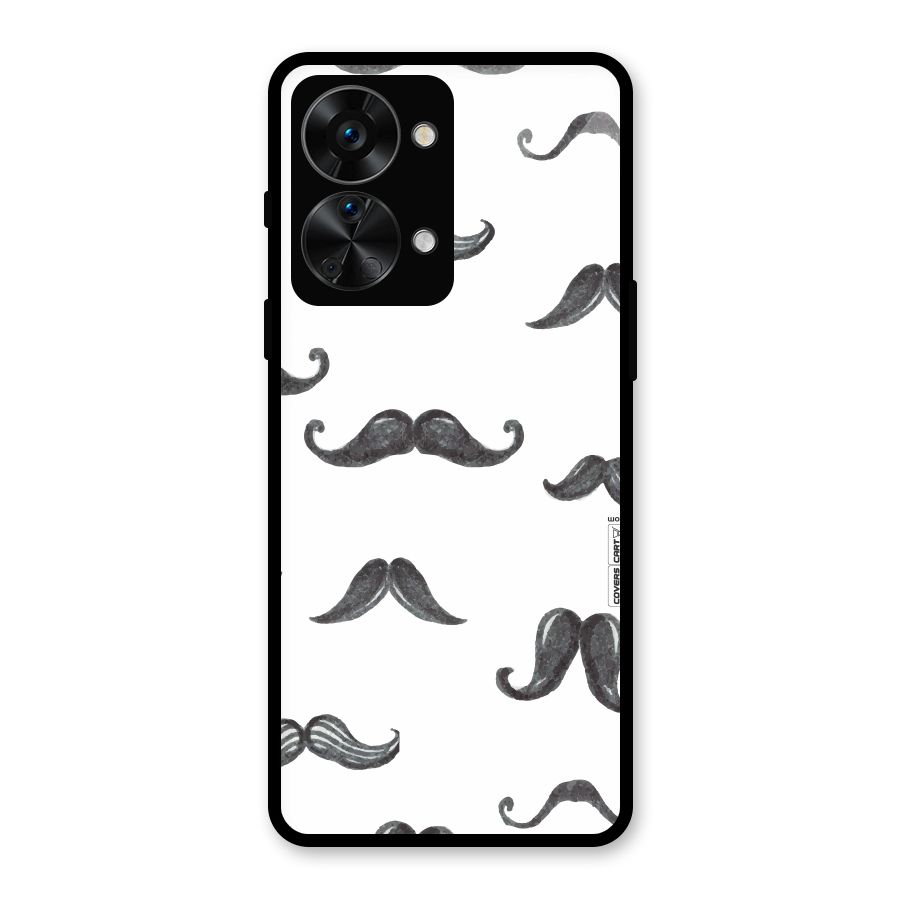 Moustache Pattern (Black) Glass Back Case for OnePlus Nord 2T