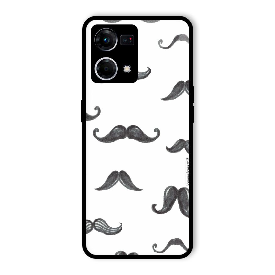 Moustache Pattern (Black) Glass Back Case for Oppo F21 Pro 4G