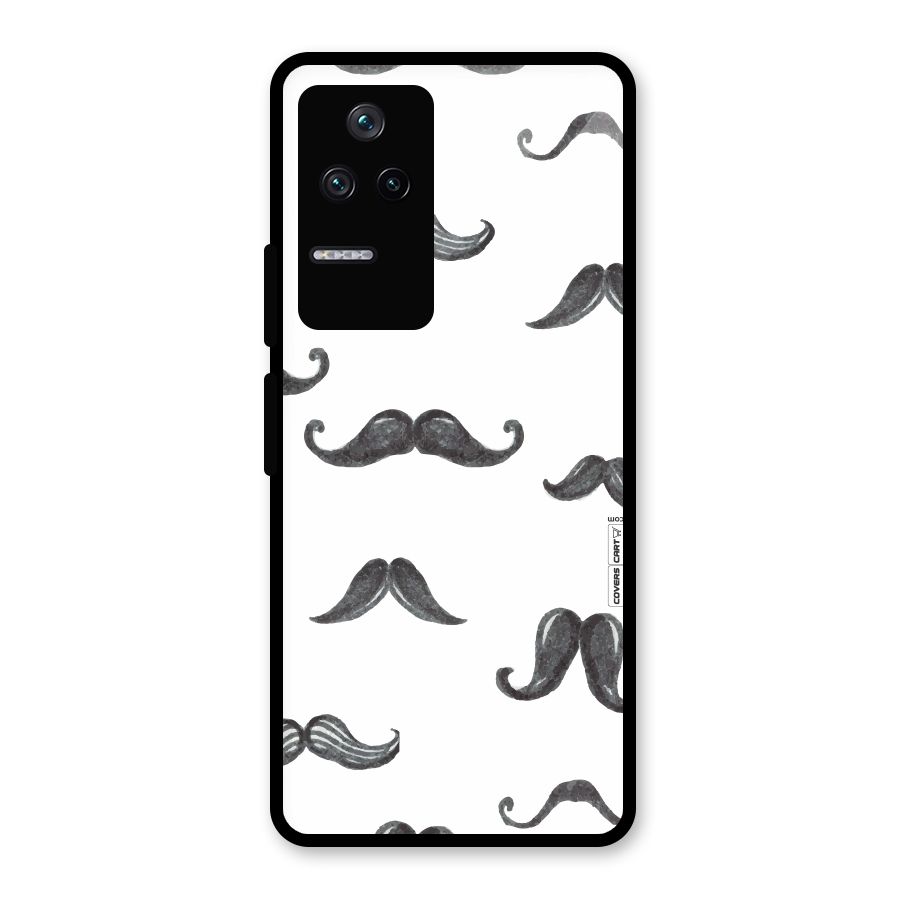 Moustache Pattern (Black) Glass Back Case for Poco F4 5G