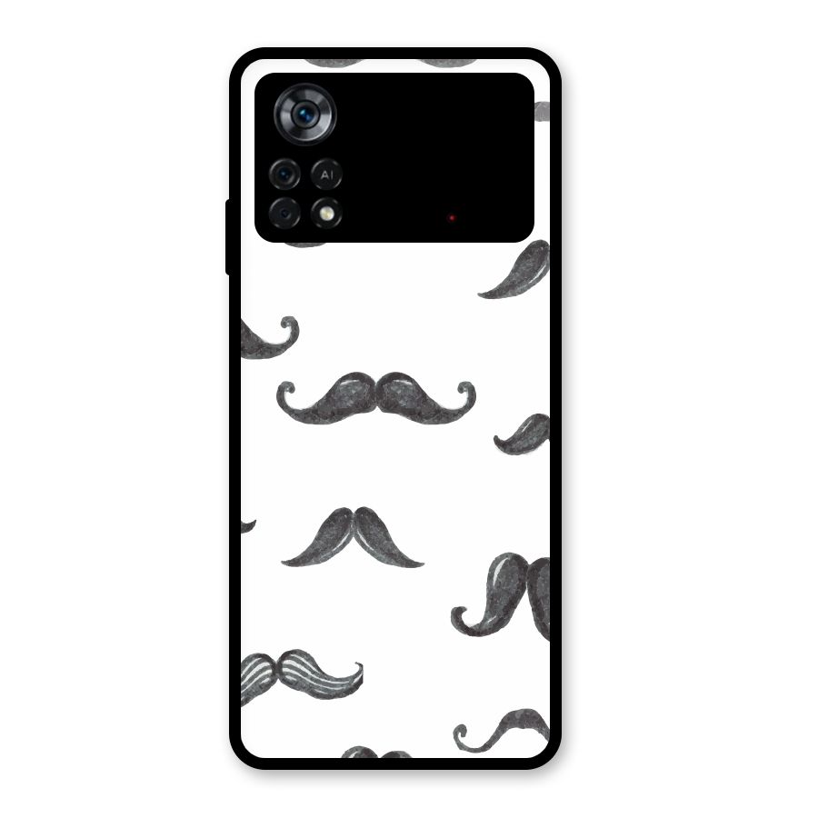 Moustache Pattern (Black) Glass Back Case for Poco X4 Pro 5G