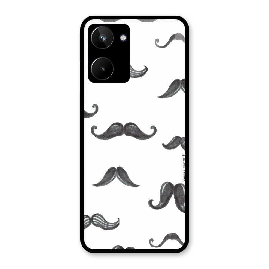Moustache Pattern (Black) Glass Back Case for Realme 10