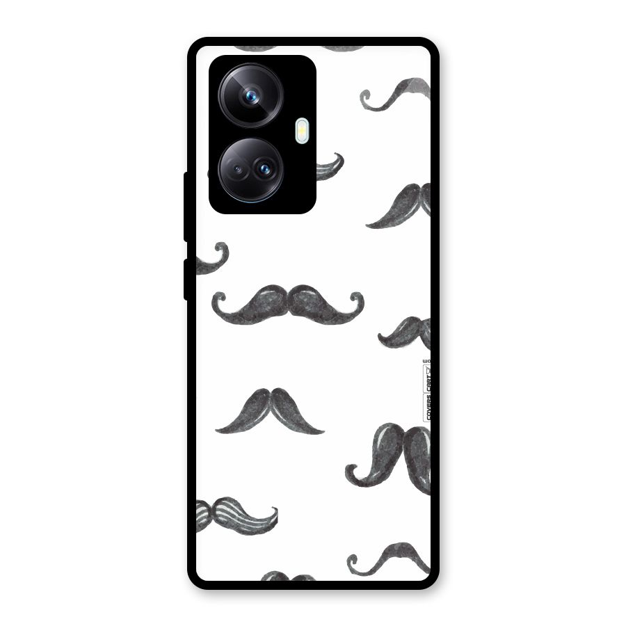 Moustache Pattern (Black) Glass Back Case for Realme 10 Pro Plus