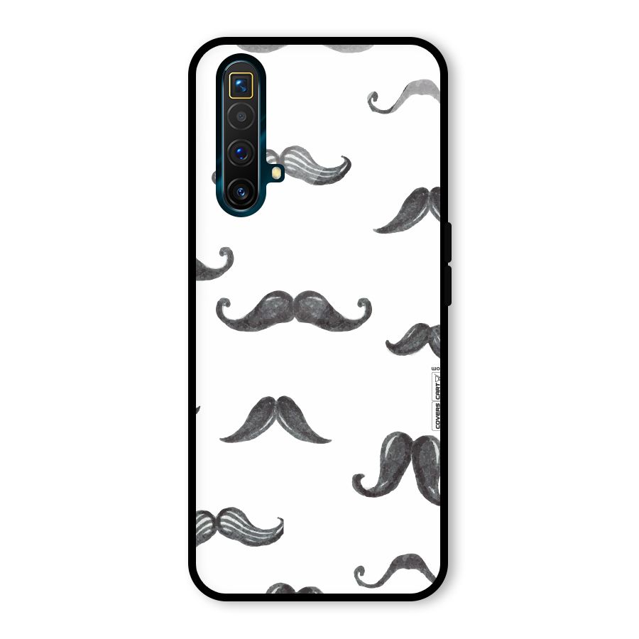 Moustache Pattern (Black) Glass Back Case for Realme X3