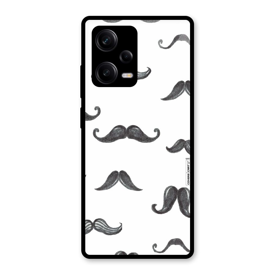 Moustache Pattern (Black) Glass Back Case for Redmi Note 12 Pro