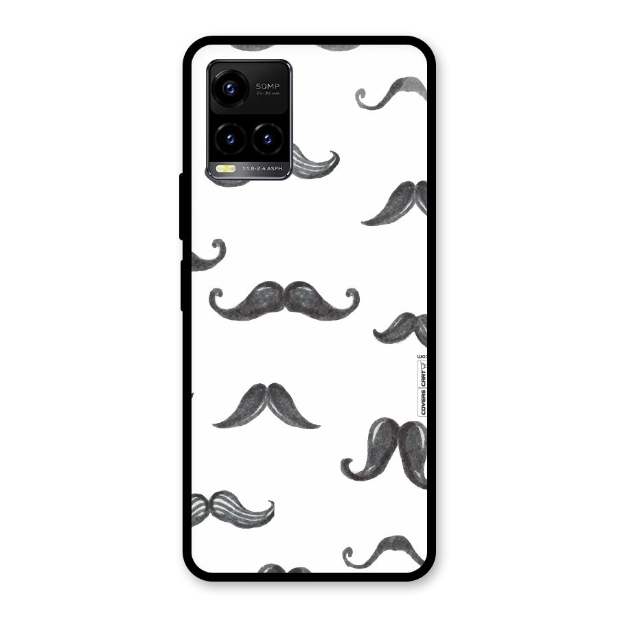 Moustache Pattern (Black) Glass Back Case for Vivo Y21T