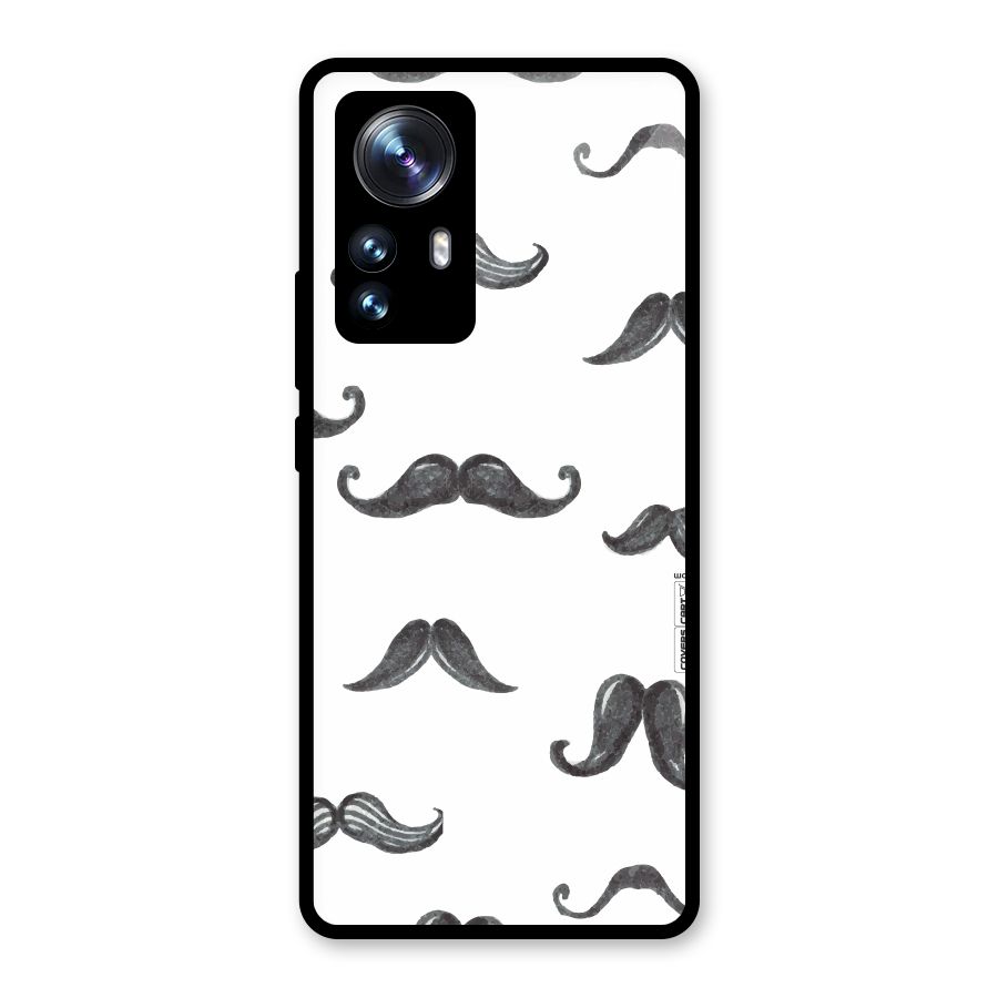 Moustache Pattern (Black) Glass Back Case for Xiaomi 12 Pro