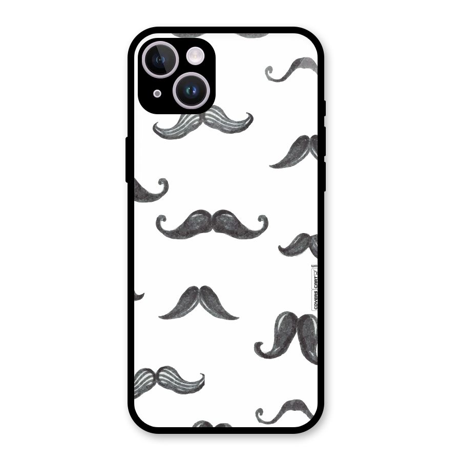 Moustache Pattern (Black) Glass Back Case for iPhone 14 Plus