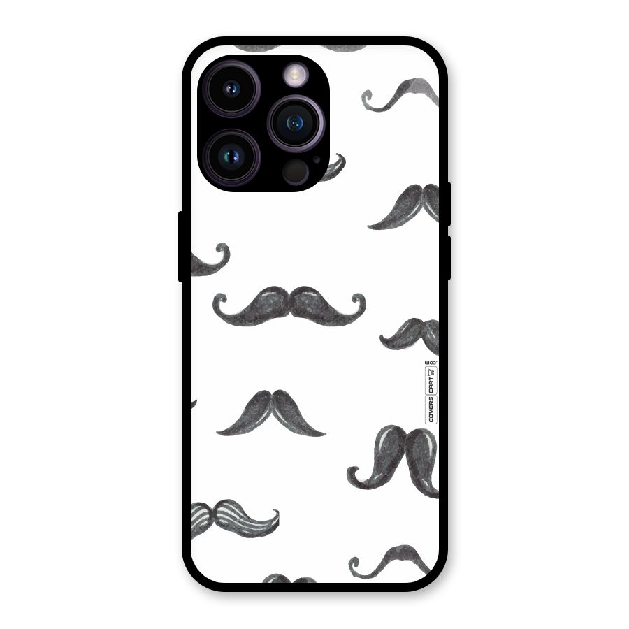 Moustache Pattern (Black) Glass Back Case for iPhone 14 Pro Max