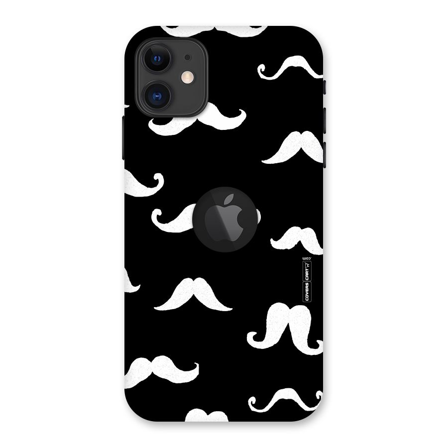 Moustache Pattern (White) Back Case for iPhone 11 Logo Cut