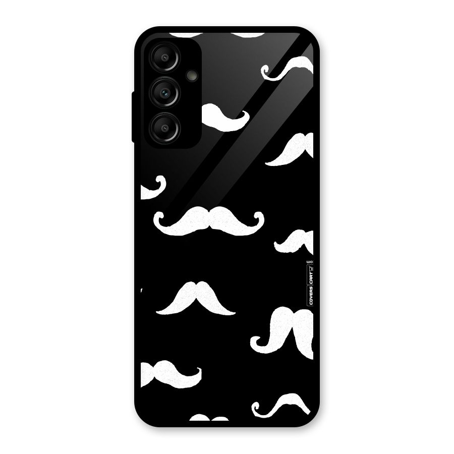 Moustache Pattern (White) Glass Back Case for Galaxy A14 5G