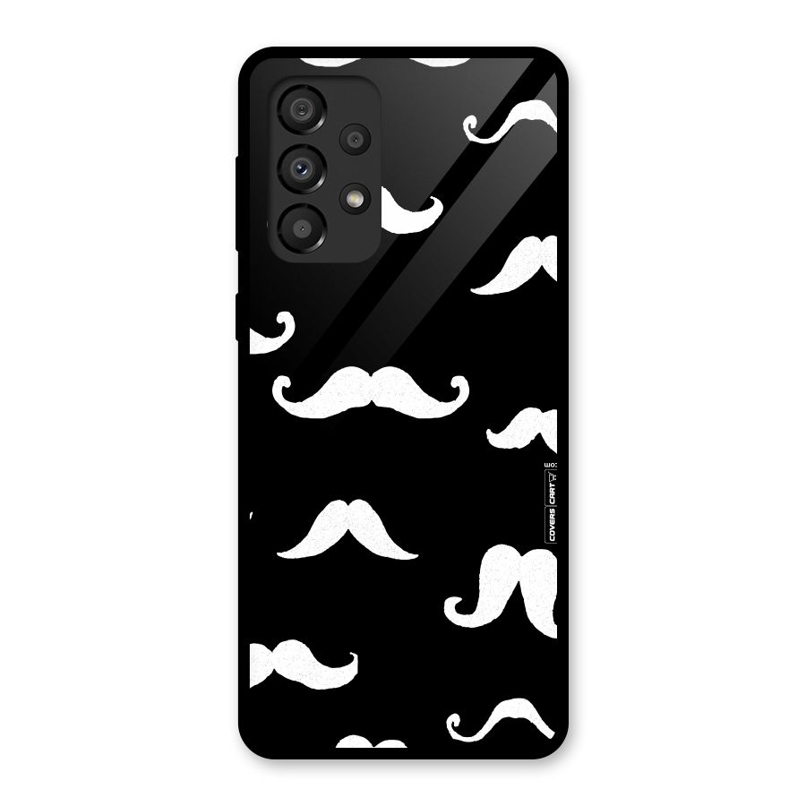 Moustache Pattern (White) Glass Back Case for Galaxy A33 5G