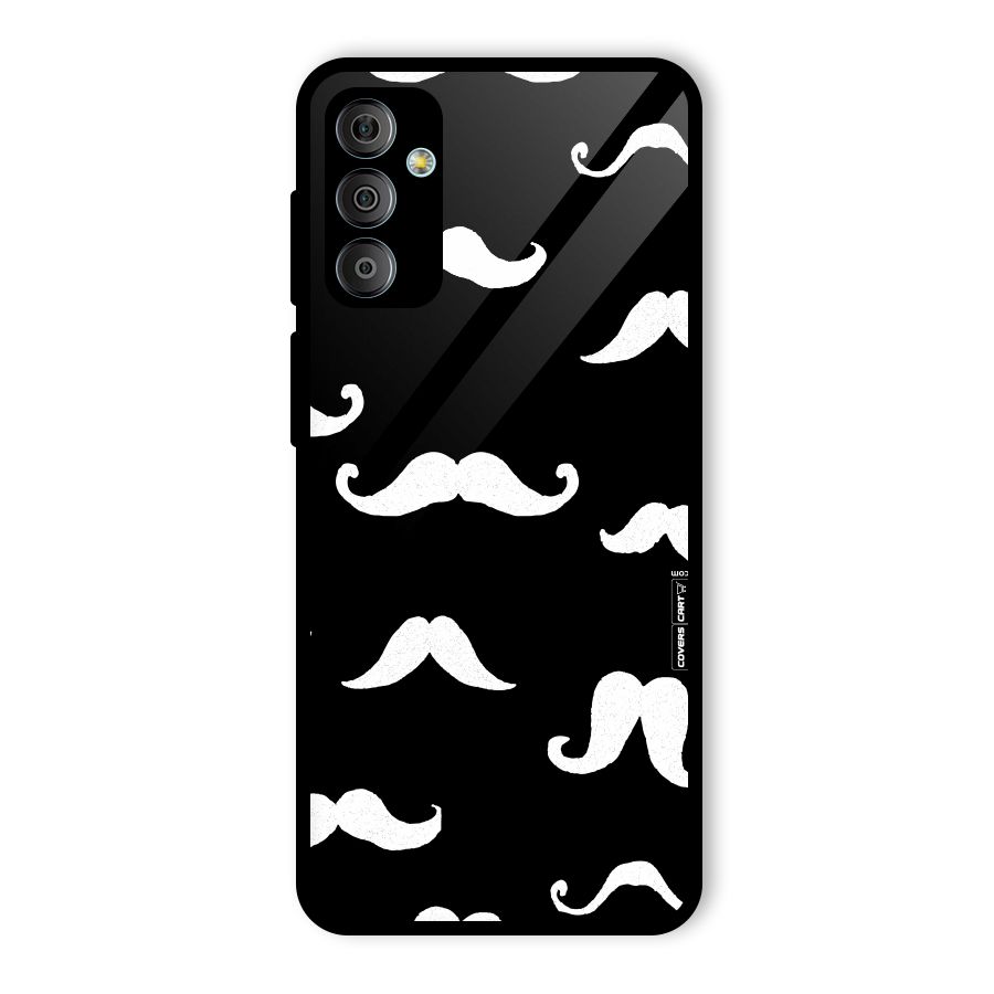 Moustache Pattern (White) Glass Back Case for Galaxy F23