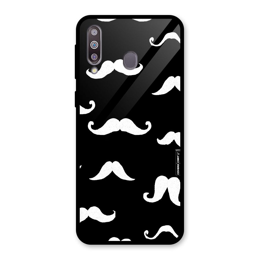 Moustache Pattern (White) Glass Back Case for Galaxy M30