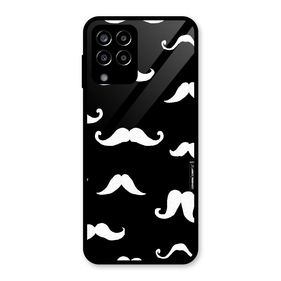 Moustache Pattern (White) Glass Back Case for Galaxy M33