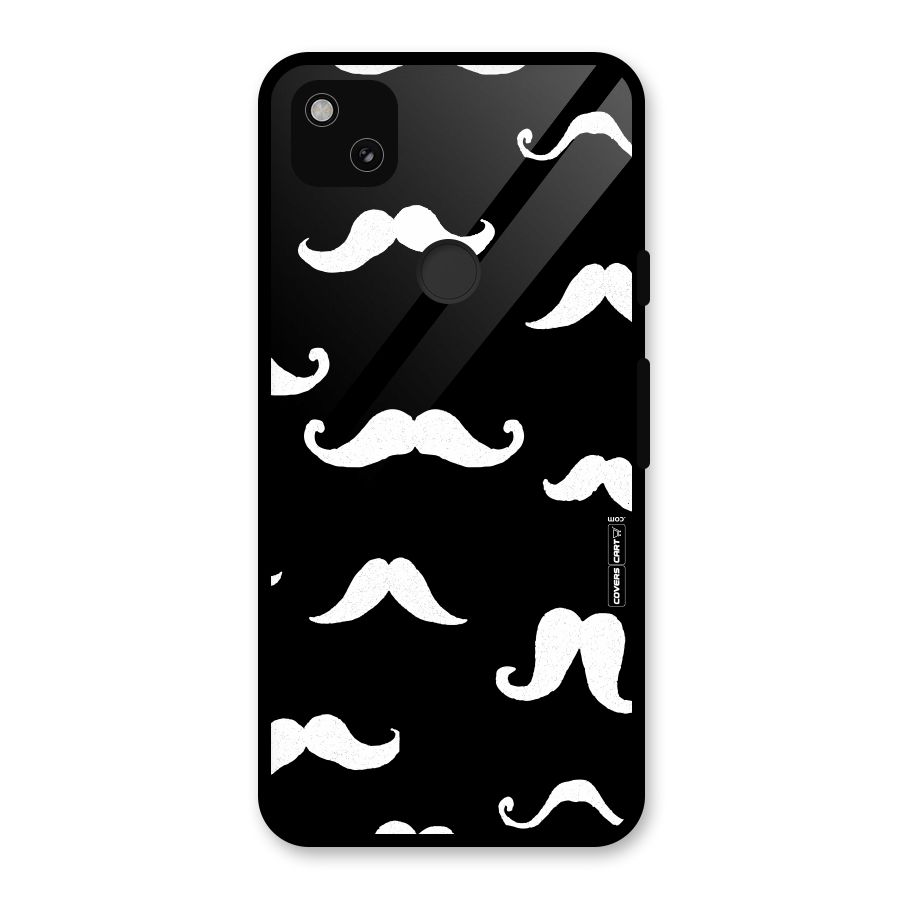 Moustache Pattern (White) Glass Back Case for Google Pixel 4a