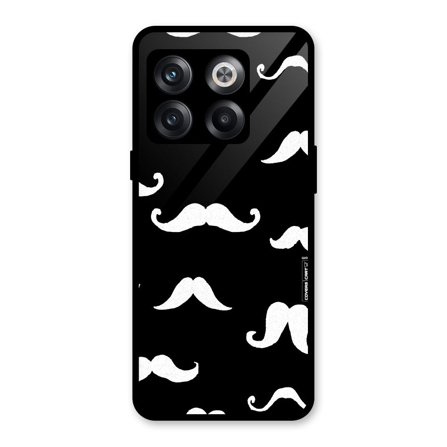 Moustache Pattern (White) Glass Back Case for OnePlus 10T