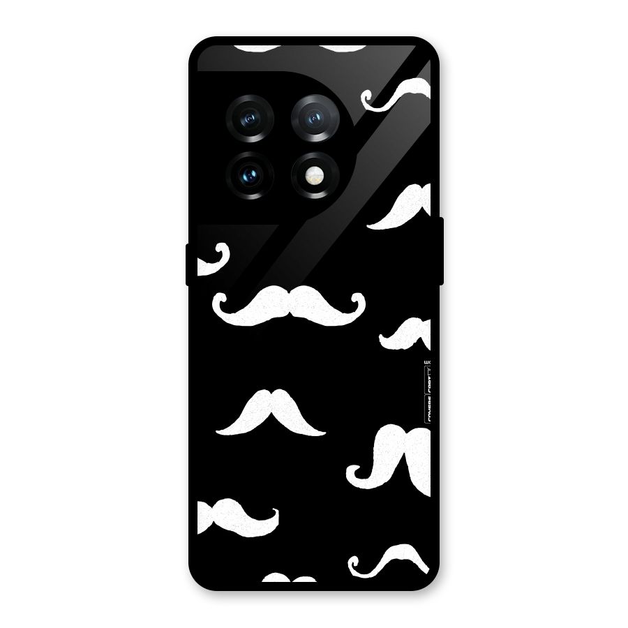 Moustache Pattern (White) Glass Back Case for OnePlus 11