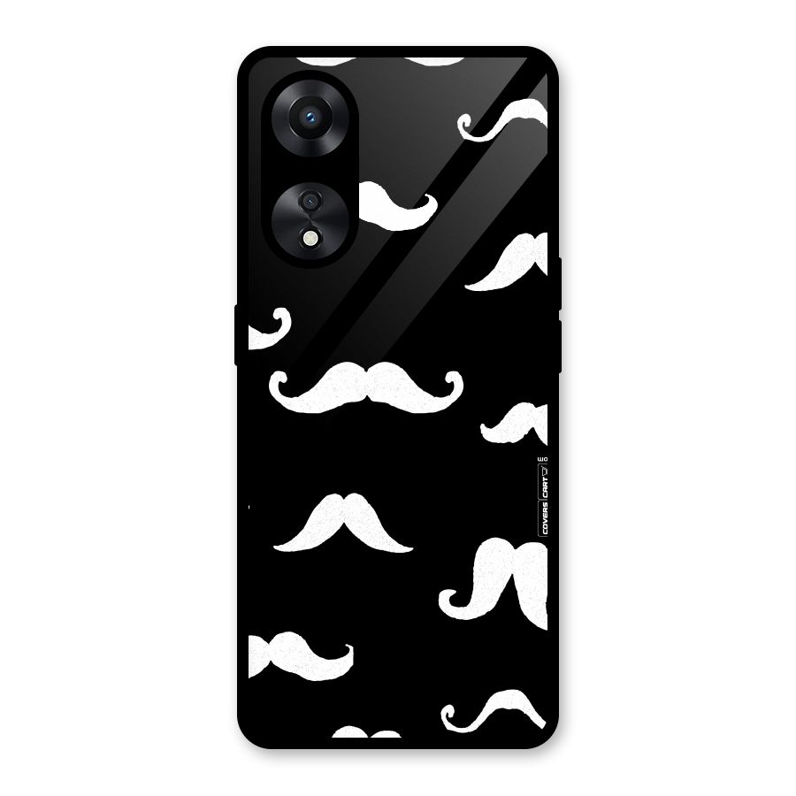 Moustache Pattern (White) Glass Back Case for Oppo A78