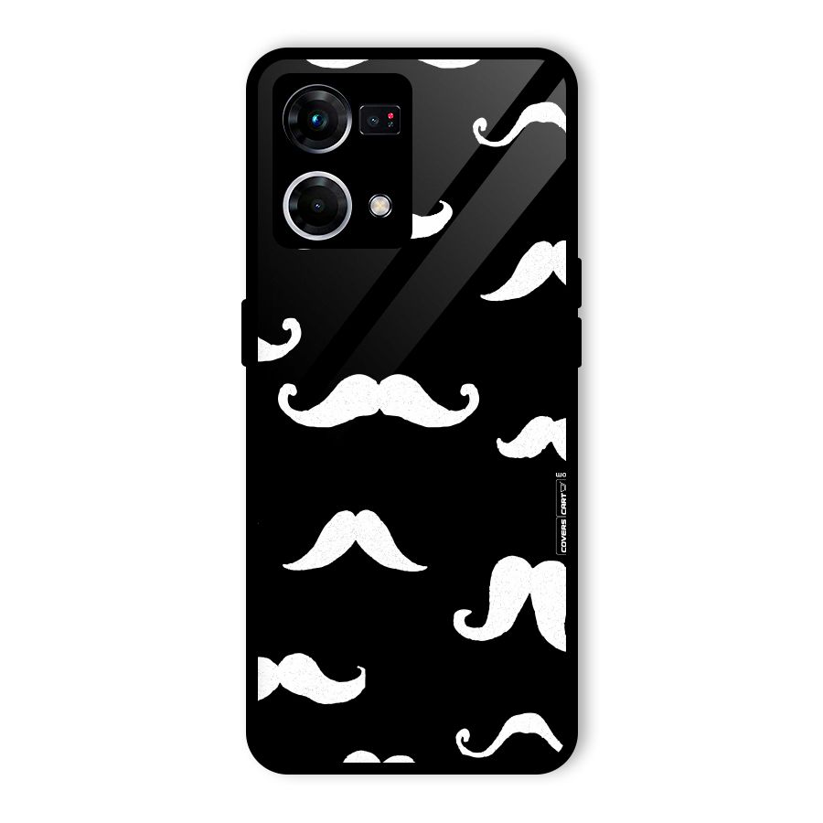 Moustache Pattern (White) Glass Back Case for Oppo F21s Pro 4G