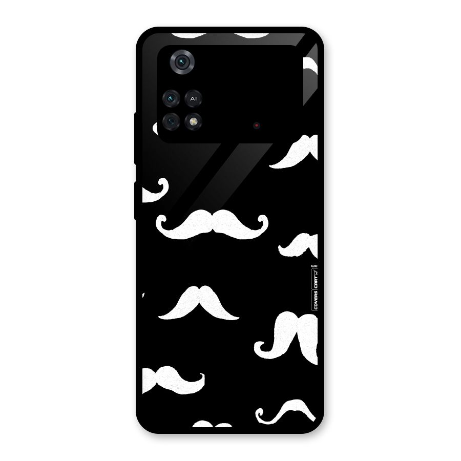 Moustache Pattern (White) Glass Back Case for Poco M4 Pro 4G