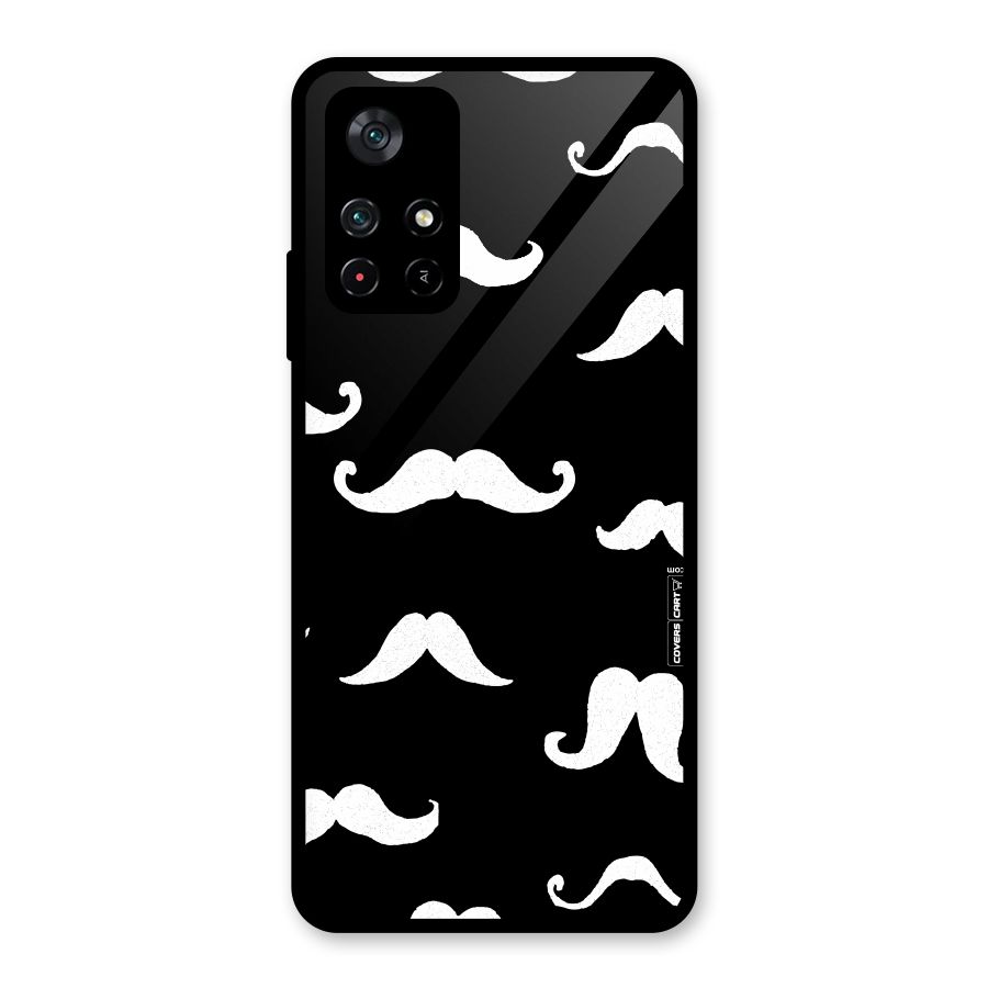 Moustache Pattern (White) Glass Back Case for Poco M4 Pro 5G