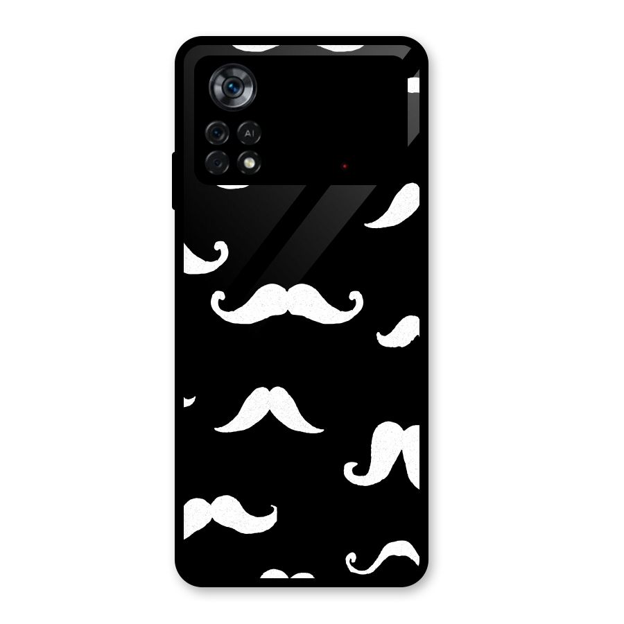 Moustache Pattern (White) Glass Back Case for Poco X4 Pro 5G