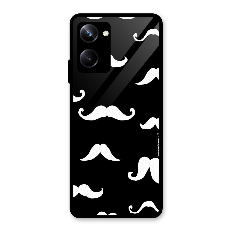 Moustache Pattern (White) Glass Back Case for Realme 10 Pro