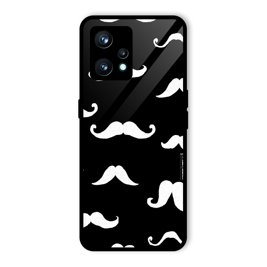 Moustache Pattern (White) Glass Back Case for Realme 9 Pro Plus 5G