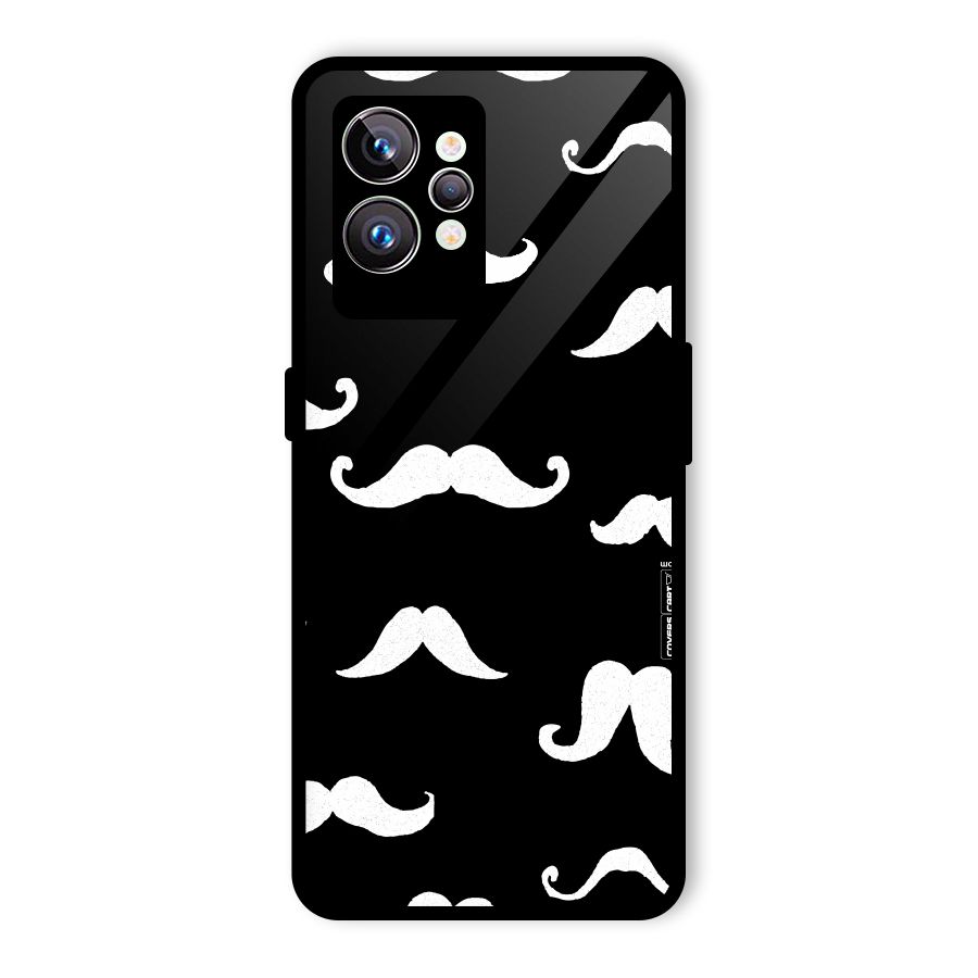 Moustache Pattern (White) Glass Back Case for Realme GT2 Pro
