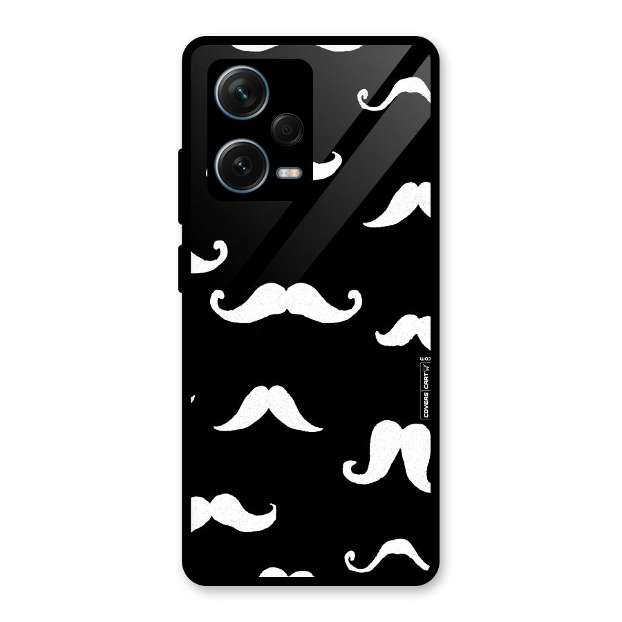 Moustache Pattern (White) Glass Back Case for Redmi Note 12 Pro Plus 5G