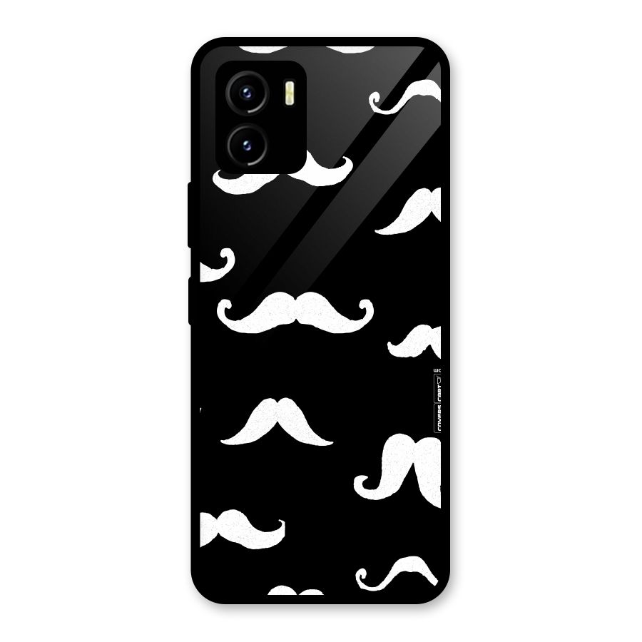 Moustache Pattern (White) Glass Back Case for Vivo Y15s