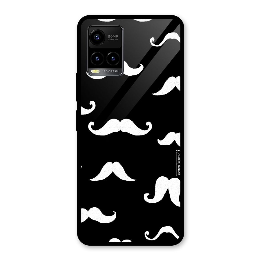 Moustache Pattern (White) Glass Back Case for Vivo Y21A