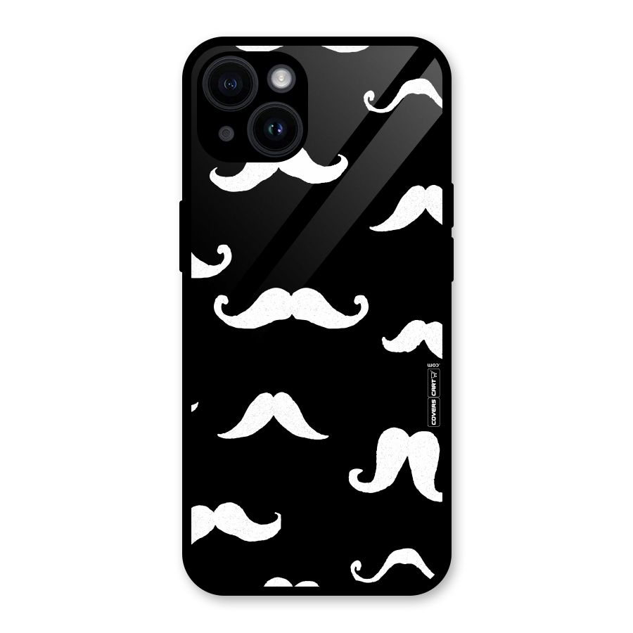Moustache Pattern (White) Glass Back Case for iPhone 14