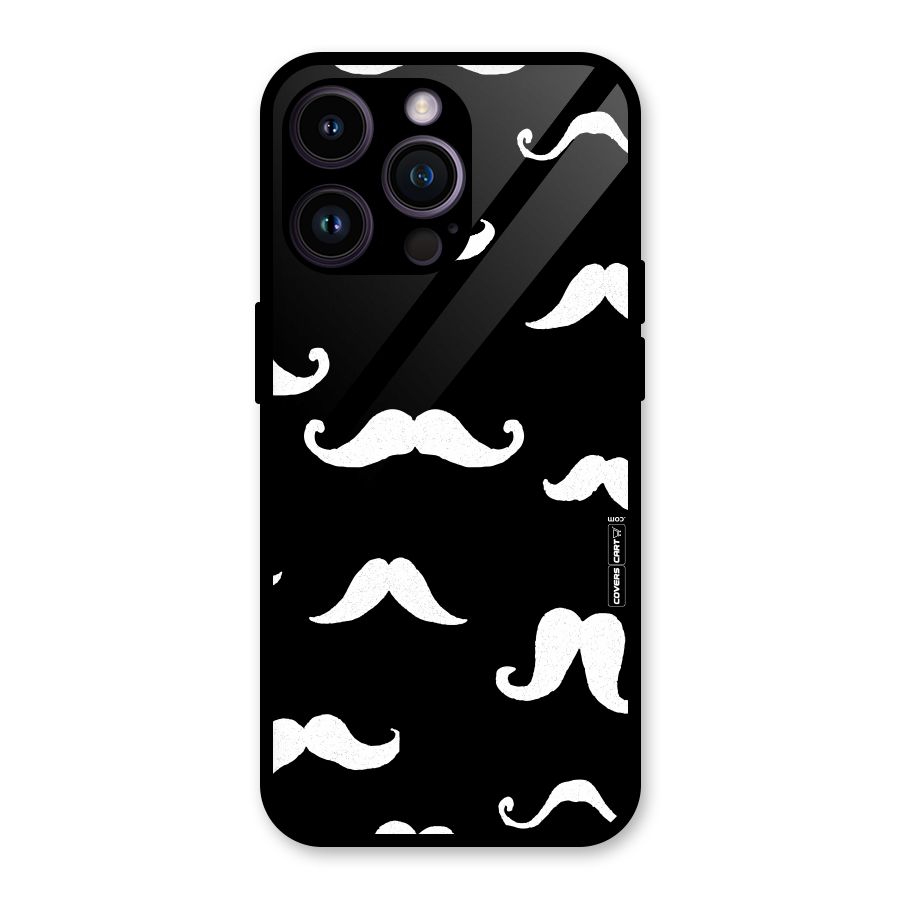 Moustache Pattern (White) Glass Back Case for iPhone 14 Pro Max