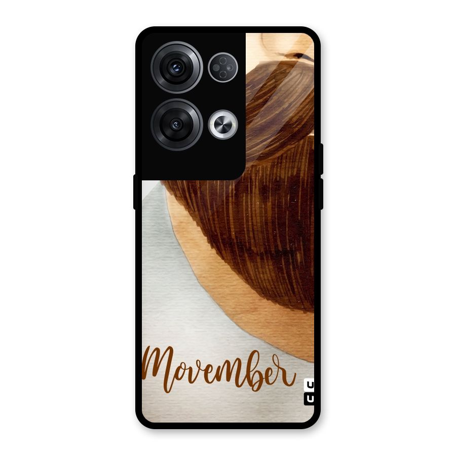 Movember Moustache Glass Back Case for Oppo Reno8 Pro 5G