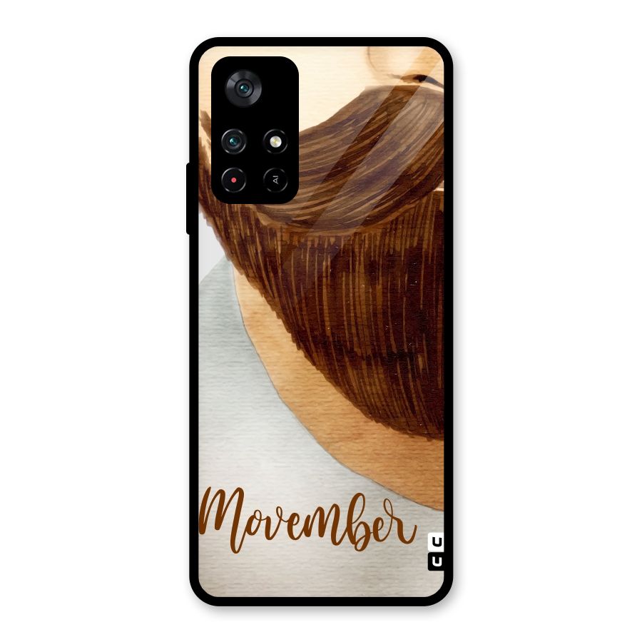 Movember Moustache Glass Back Case for Poco M4 Pro 5G