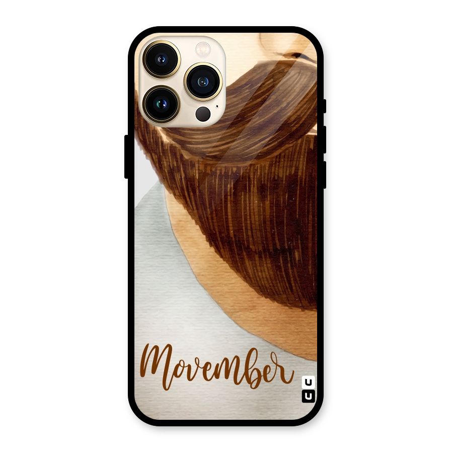 Movember Moustache Glass Back Case for iPhone 13 Pro Max