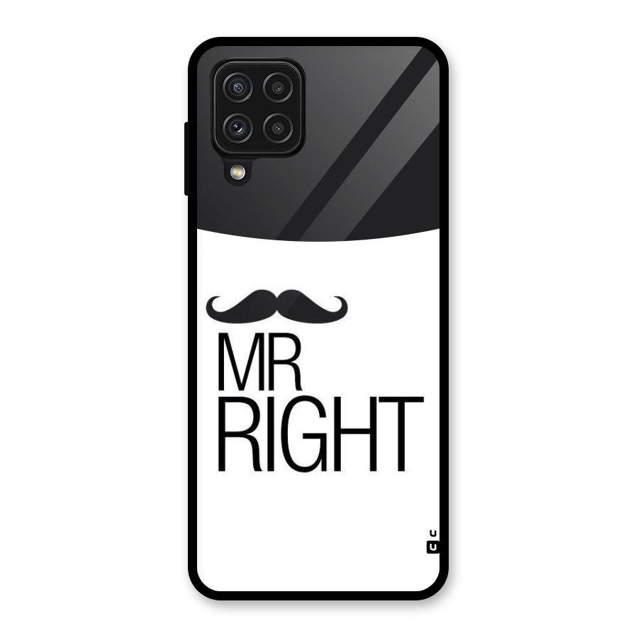 Mr. Right Moustache Glass Back Case for Galaxy A22 4G